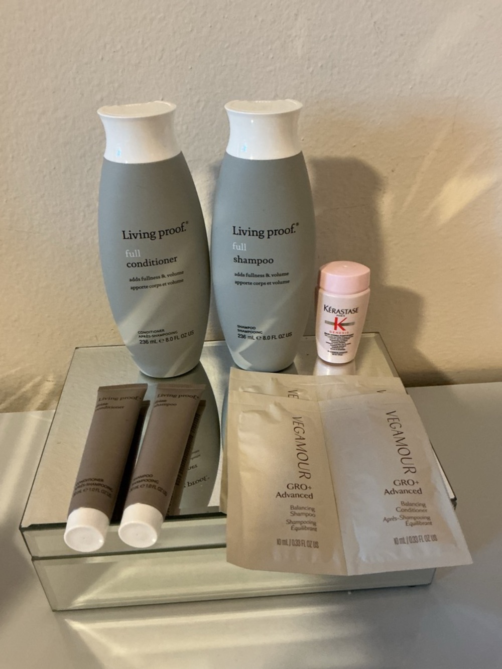 New Living Proof Shampoo and Conditioner,8 oz and travel size, samples